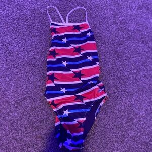 Red white blue and black 1pc swimsuit